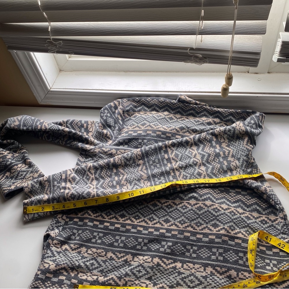 Roots Canada Fair Isle Open Cardigan Sweater Blue Nordic Knit Size Medium Office - Picture 14 of 15